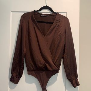 Abercrombie & Fitch Long Sleeve Satin Bodysuit